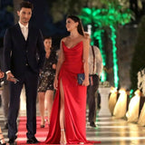 Niulatu Mermaid Sweetheart Red Slit Prom Dresses Long Party Dress SD2262
