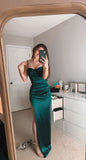 Niulatu Mermaid Green Satin Long Prom Dresses Long Party Dress SD2269