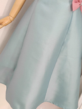 Niulatu A line Strapless Blue Satin Women's Holiday Dresses Birthday Outfits SD226