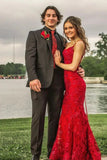 Niulatu Mermaid Spaghetti Straps Burgundy Backless Prom Dresses Long Party Dress SD2270