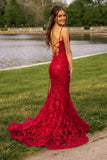 Niulatu Mermaid Spaghetti Straps Burgundy Backless Prom Dresses Long Party Dress SD2270