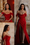 Niulatu Mermaid Off The Shoulder Short Sleeves Red Long Prom Dresses Party Dress SD2273