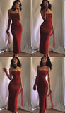 Niulatu Mermaid Spaghetti Straps Red Prom Dresses Long Party Dress SD2279