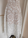 Niulatu A Line Spaghetti Straps Tulle Lace White Women's Holiday Birthday Dresses SD227
