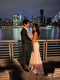 Niulatu Mermaid Spaghetti Straps Blush Pink Lace Prom Dresses Long Party Dress SD2284