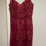 Niulatu Mermaid Spaghetti Straps Burgundy Lace Prom Dresses Long Party Dress SD2287