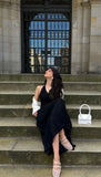 Niulatu A Line Halter Neckline Black Long Prom Dresses Party Dress SD2295