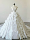 Niulatu Ball Gown Sweetheart Sequin Floral White Wedding Dresses Brides Dress SD2313