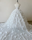 Niulatu Ball Gown Sweetheart Sequin Floral White Wedding Dresses Brides Dress SD2313