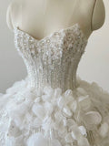 Niulatu Ball Gown Sweetheart Sequin Floral White Wedding Dresses Brides Dress SD2313