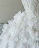 Niulatu Ball Gown Sweetheart Sequin Floral White Wedding Dresses Brides Dress SD2313