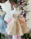 Niulatu Ball Gown Sweetheart Pink Floral Lace Prom Dresses Party Dress SD2315