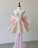 Niulatu Ball Gown Sweetheart Pink Floral Lace Prom Dresses Party Dress SD2315
