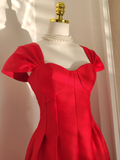Niulatu A line Sweetheart Red Satin Knee Length Homecoming Dresses Birthday Outfits SD231
