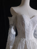 Niulatu A line Off The Shoulder White Lace Long Sleeves Wedding Dresses Bridal Dress SD2327