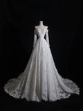 Niulatu A line Off The Shoulder White Lace Long Sleeves Wedding Dresses Bridal Dress SD2327