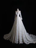 Niulatu A line Off The Shoulder White Lace Long Sleeves Wedding Dresses Bridal Dress SD2327