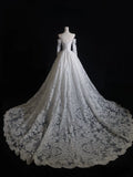 Niulatu A line Off The Shoulder White Lace Long Sleeves Wedding Dresses Bridal Dress SD2327