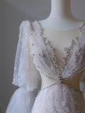 Niulatu Mermaid Long Sleeves Pink Prom Dresses Evening Gowns SD2330