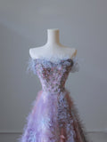 Niulatu A line Sweetheart Tulle Long Prom Dresses Evening Gowns SD2331