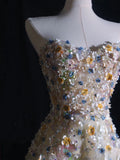 Niulatu A line Sweetheart Tulle Floral Long Prom Dresses Evening Gowns SD2332