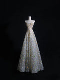 Niulatu A line Sweetheart Tulle Floral Long Prom Dresses Evening Gowns SD2332