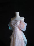 Niulatu A line Off The Shoulder Pink Sequin Long Prom Dresses Evening Gowns SD2335