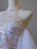 Niulatu Mermaid High Neckline Sequin Beads Long Prom Dresses Formal Evening Dress SD2336