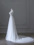 Niulatu A Line Sweetheart Lace Tulle White Wedding Dresses Brides Dress SD2343