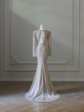 Niulatu Mermaid V Neckline Sequin Long Sleeves Ruffles Long Prom Dresses Formal Evening Dress SD2345