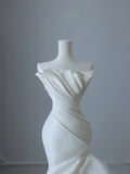 Niulatu Mermaid Strapless Ivory Ruffles Long Wedding Dresses Bridal Dress SD2348