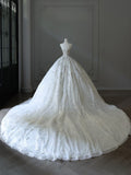 Niulatu Ball Gown Strapless Sequin White Wedding Dresses Brides Dress SD2353