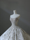 Niulatu Ball Gown Strapless Sequin White Wedding Dresses Brides Dress SD2353