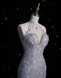 Niulatu Mermaid High Neckline Sequin Ruffles Long Wedding Dresses Bridal Dress SD2357