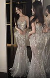 Niulatu Mermaid Sequin Long Prom Dresses Sequin Party Dress SD2362