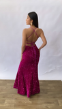 Niulatu Mermaid Spaghetti Straps Backless Sequin Long Party Dresses Prom Dress SD2368
