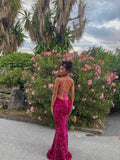 Niulatu Mermaid Spaghetti Straps Backless Sequin Long Party Dresses Prom Dress SD2368
