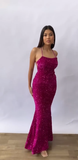 Niulatu Mermaid Spaghetti Straps Backless Sequin Long Party Dresses Prom Dress SD2368