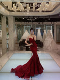 Niulatu Mermaid Sweetheart Burgundy Sequin Long Party Dresses Prom Dress SD2384