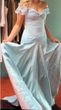 Niulatu Mermaid Off The Shoulder Light Sky Blue Evening Dress Prom Dresses SD2387