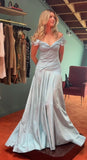 Niulatu Mermaid Off The Shoulder Light Sky Blue Evening Dress Prom Dresses SD2387