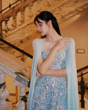 Niulatu A line Strapless Sleeveless Chiffon Light Sky Blue Long Prom Dresses SD2397