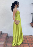 Niulatu A Line Halter Green Long Satin Prom Dresses Formal Evening Dress SD2400