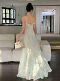 Niulatu Mermaid Spaghetti Straps Green Long Party Dresses Prom Dress SD2403