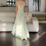 Niulatu Mermaid Spaghetti Straps Green Long Party Dresses Prom Dress SD2403