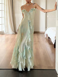 Niulatu Mermaid Spaghetti Straps Green Long Party Dresses Prom Dress SD2403