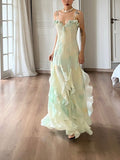 Niulatu Mermaid Spaghetti Straps Green Long Party Dresses Prom Dress SD2403