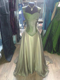 Niulatu A Line Straps Floor Length Satin Retro Evening Dress Prom Dresses SD2407