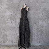 Niulatu A line Halter Dusty Black Prom Dresses Long Birthday Dress For Women SD240