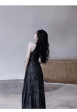 Niulatu A line Halter Dusty Black Prom Dresses Long Birthday Dress For Women SD240